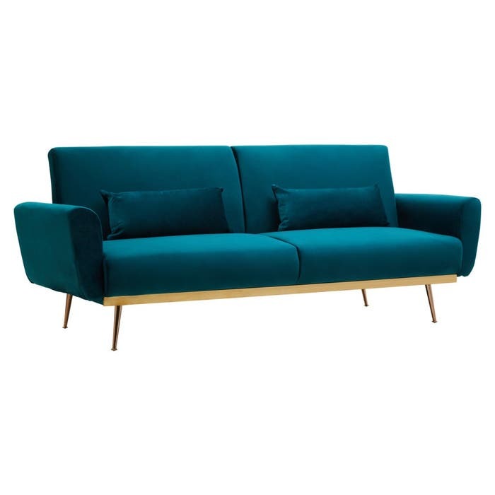 Adelaide Sofa Bed – Blue-Green Velvet