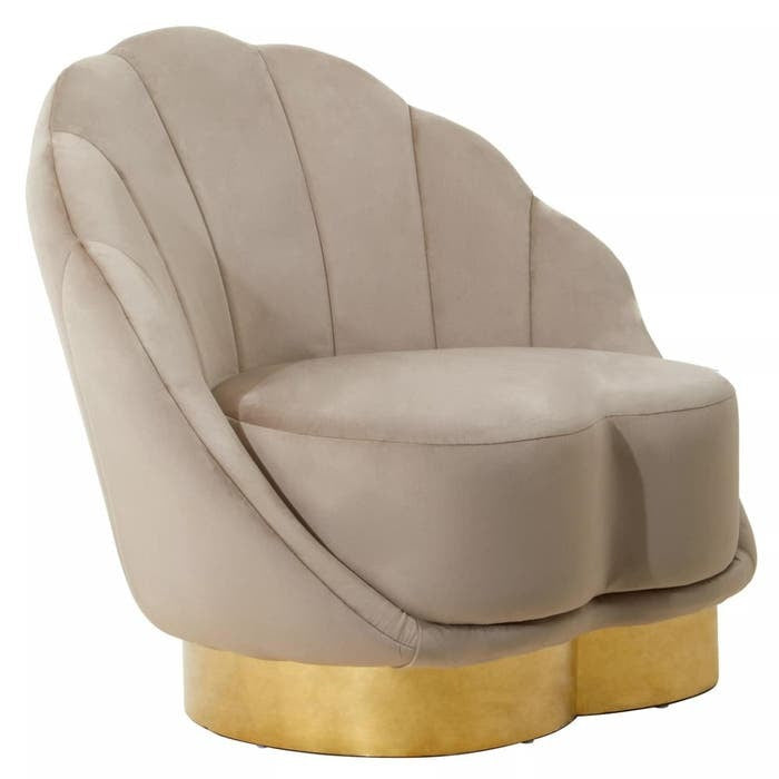 Adelynn Clamshell Chair – Mink Velvet