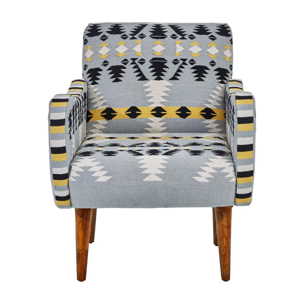 Ashlynn Geometric Armchair – Grey and Yellow