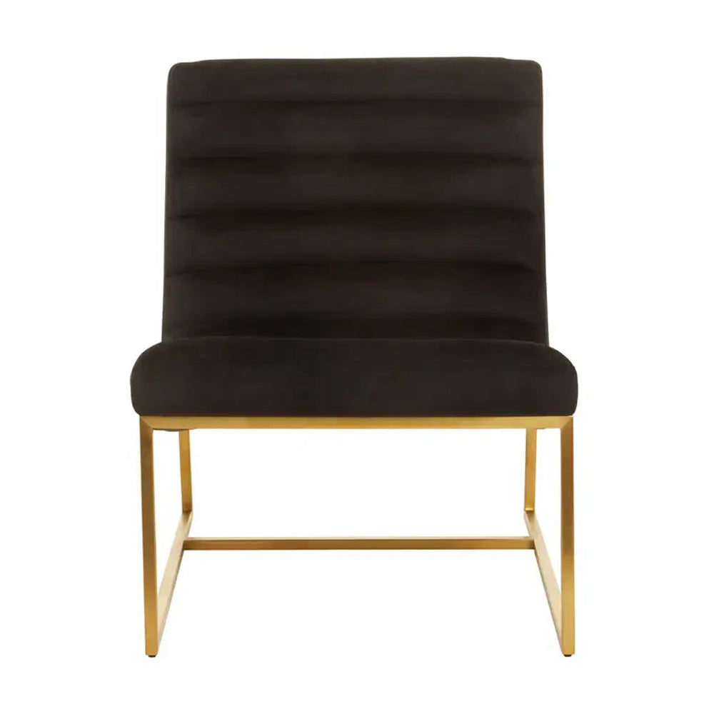 Axel Curved Cocktail Chair – Black Velvet and Gold Metal