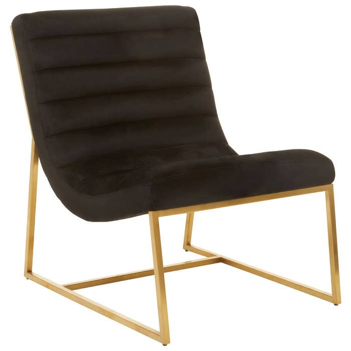 Axel Curved Cocktail Chair – Black Velvet and Gold Metal