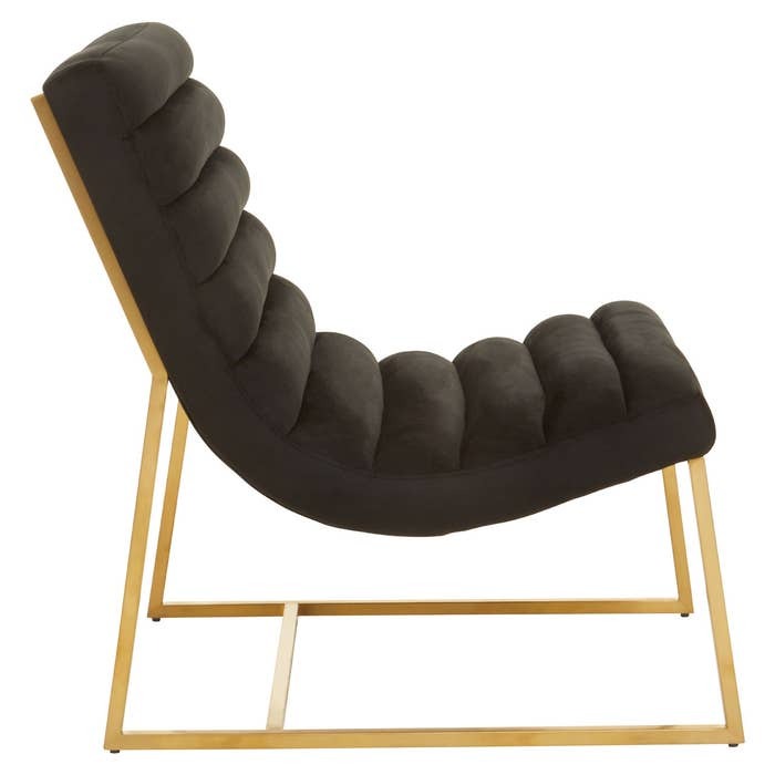 Axel Curved Cocktail Chair – Black Velvet and Gold Metal