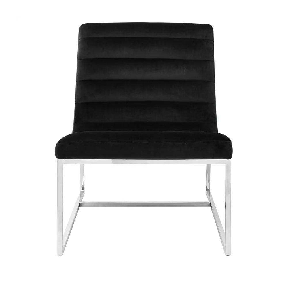 Axel Curved Cocktail Chair – Black Velvet and Polished Metal