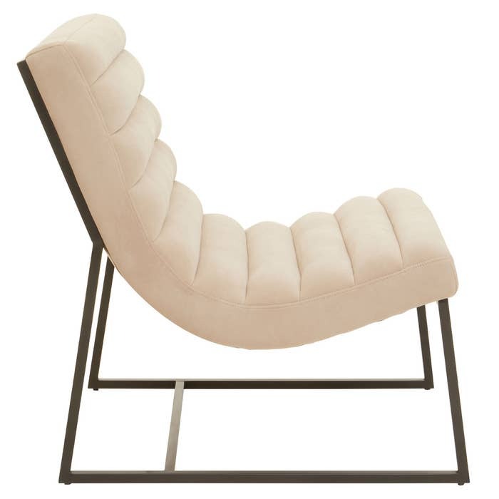 Axel Curved Cocktail Chair – Ivory Velvet and Black Metal