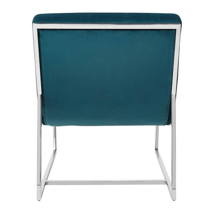 Axel Curved Cocktail Chair – Teal Velvet and Polished Metal