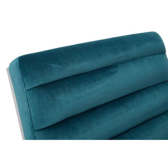 Axel Curved Cocktail Chair – Teal Velvet and Polished Metal