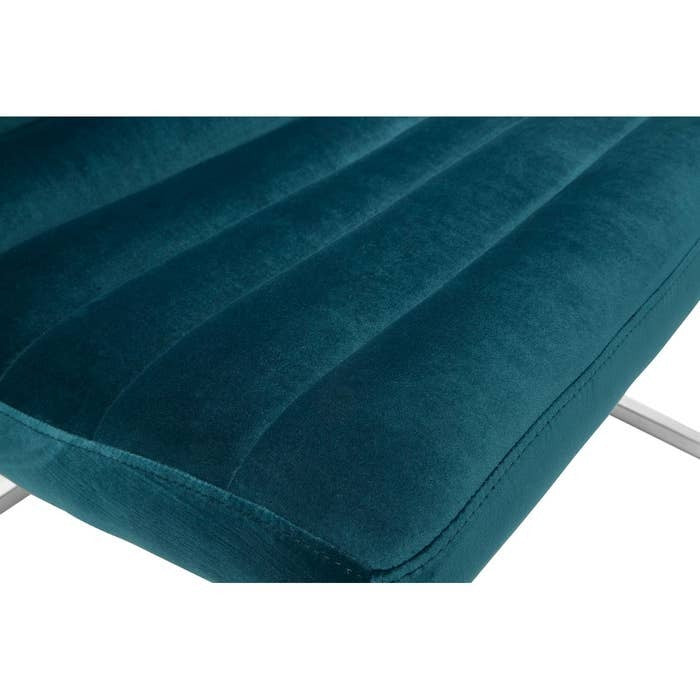 Axel Curved Cocktail Chair – Teal Velvet and Polished Metal