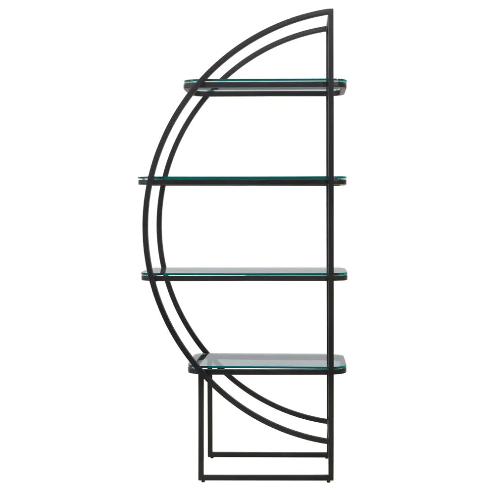 Caterina Left Half-moon Shelving Unit – Black Finish