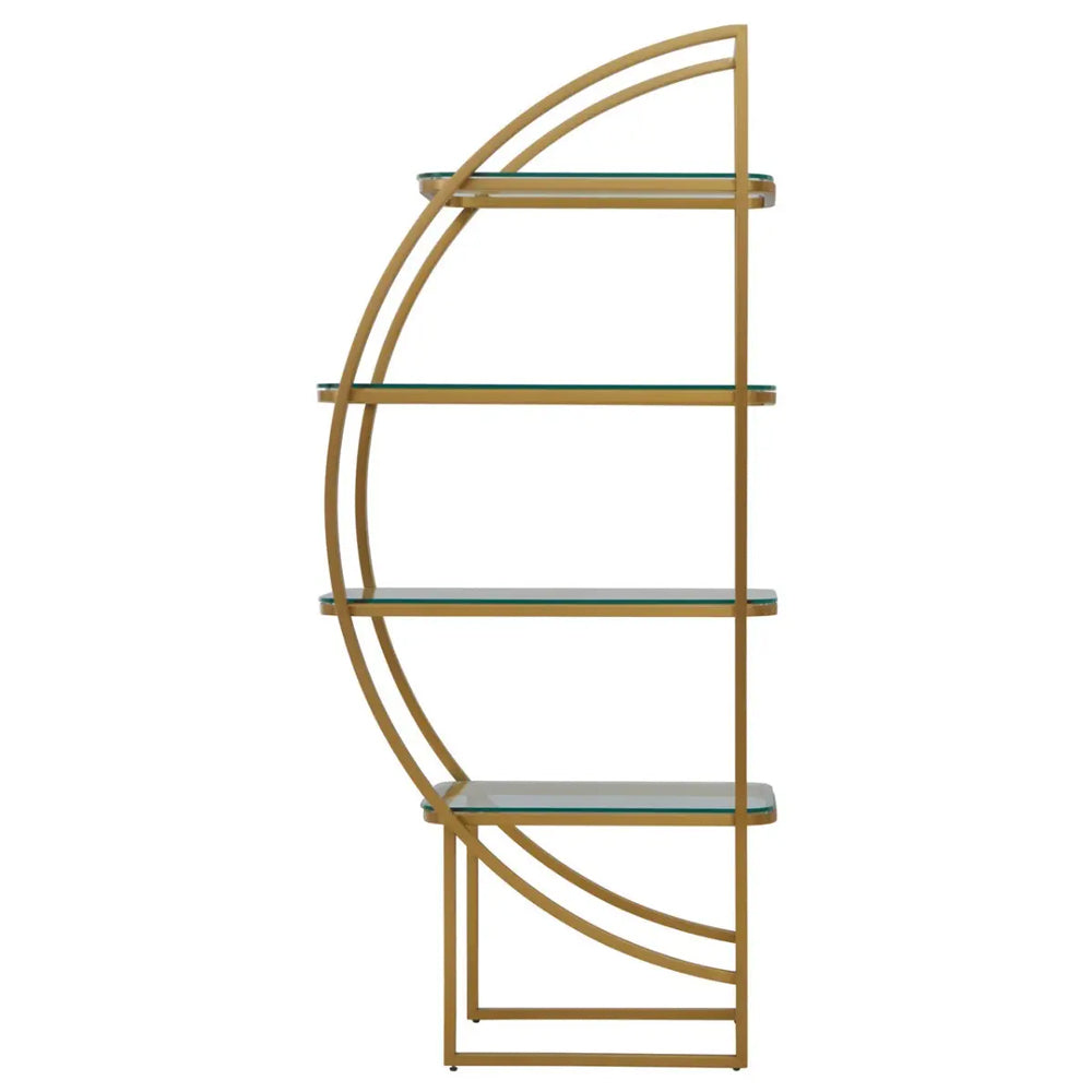 Caterina Left Half-moon Shelving Unit – Gold Finish