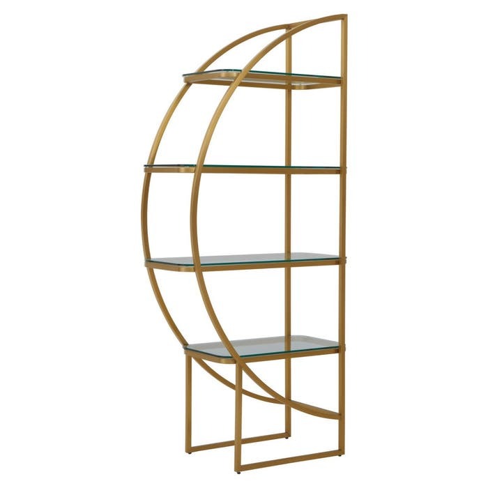 Caterina Left Half-moon Shelving Unit – Gold Finish