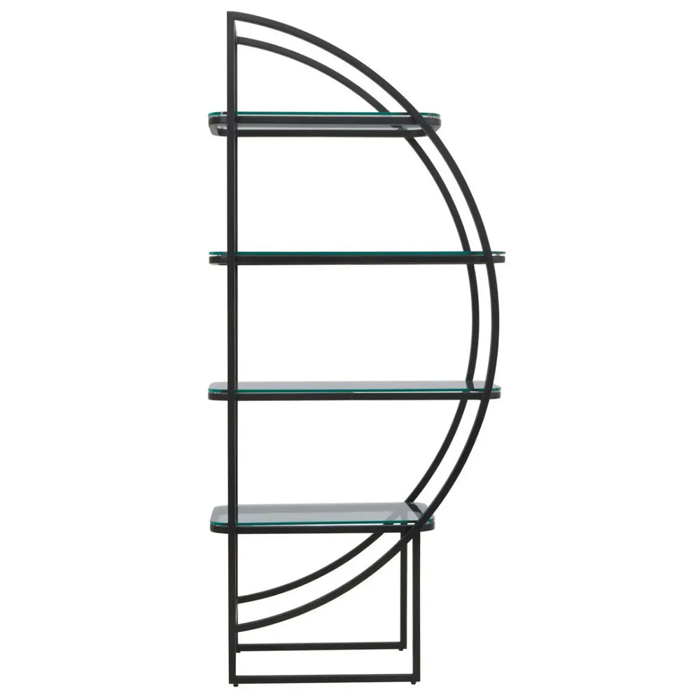 Caterina Right Half-moon Shelving Unit – Black Finish