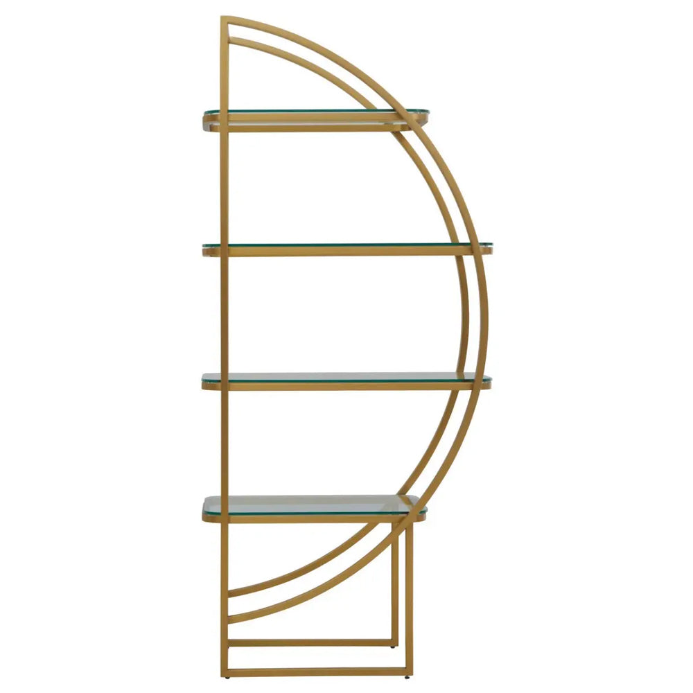 Caterina Right Half-moon Shelving Unit – Gold Finish