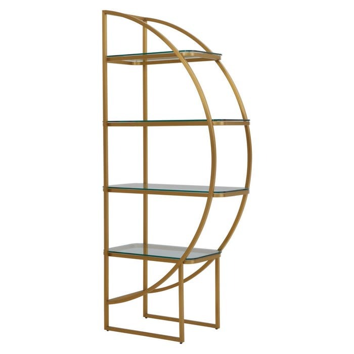 Caterina Right Half-moon Shelving Unit – Gold Finish