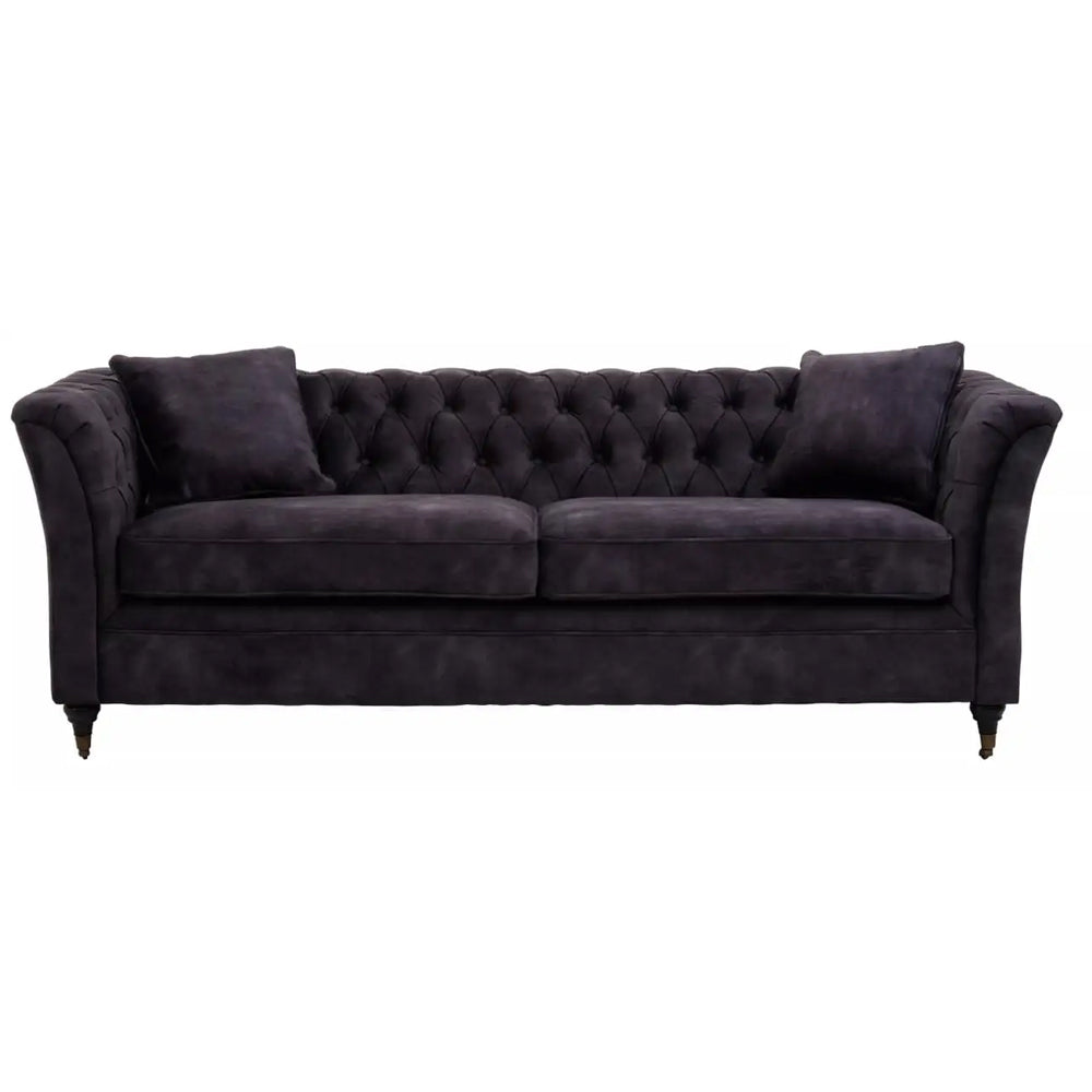 Cecilia Three Seat Sofa in Dark Grey Velvet