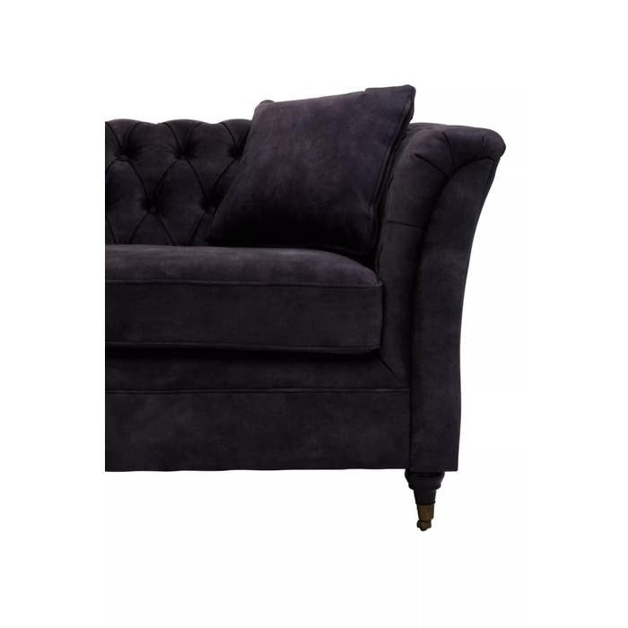 Cecilia Three Seat Sofa in Dark Grey Velvet