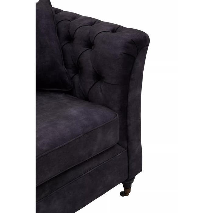 Cecilia Three Seat Sofa in Dark Grey Velvet