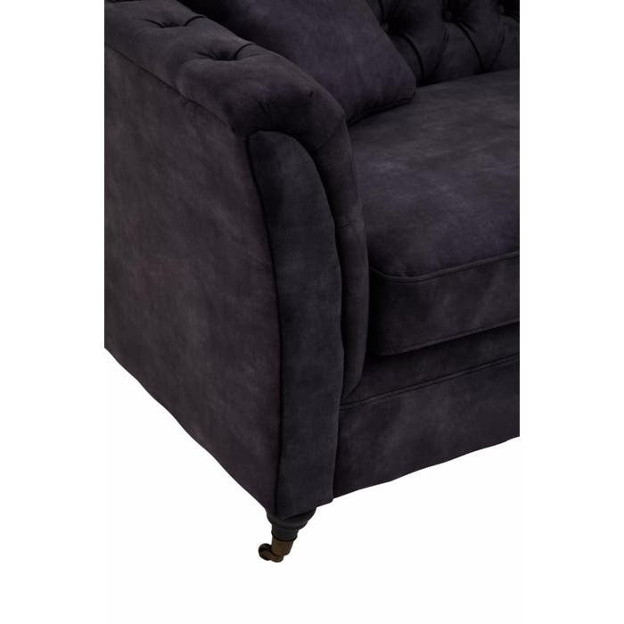 Cecilia Three Seat Sofa in Dark Grey Velvet