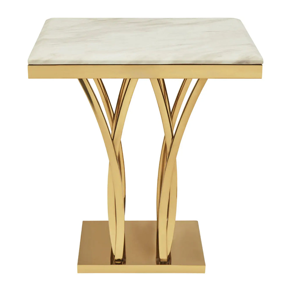 Celeste Side Table – White and Gold