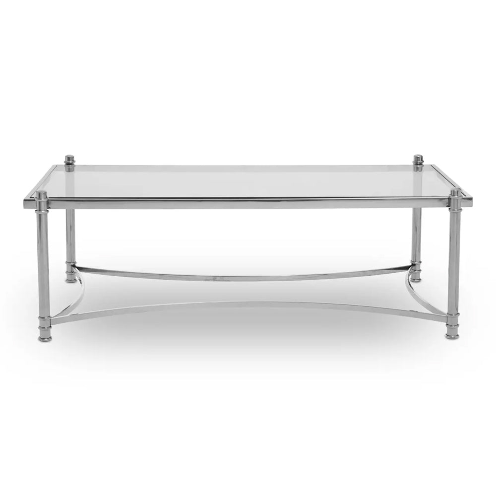 Corbin Coffee Table – Clear and Silver