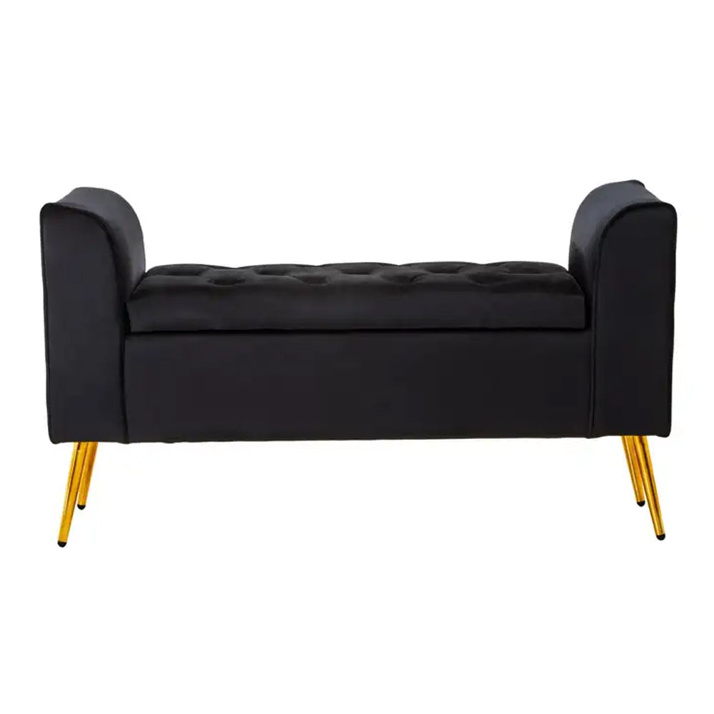 Cordelia Tufted Bench – Black Velvet