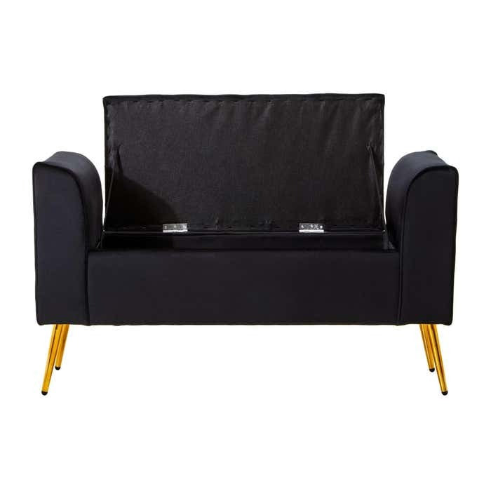 Cordelia Tufted Bench – Black Velvet