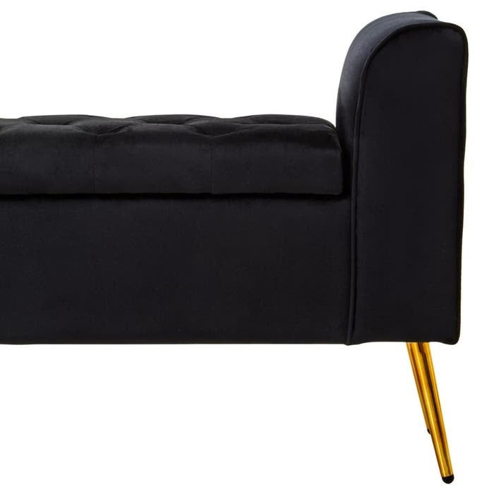 Cordelia Tufted Bench – Black Velvet