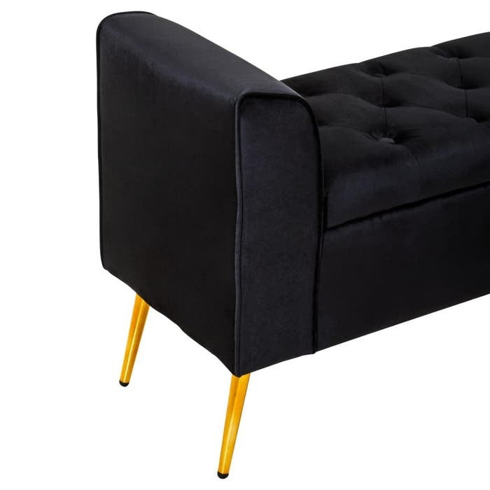 Cordelia Tufted Bench – Black Velvet