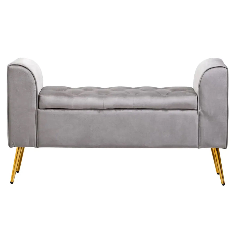 Cordelia Tufted Bench – Grey Velvet