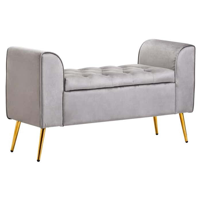 Cordelia Tufted Bench – Grey Velvet