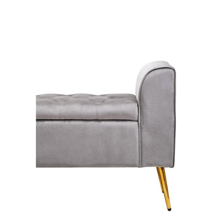 Cordelia Tufted Bench – Grey Velvet