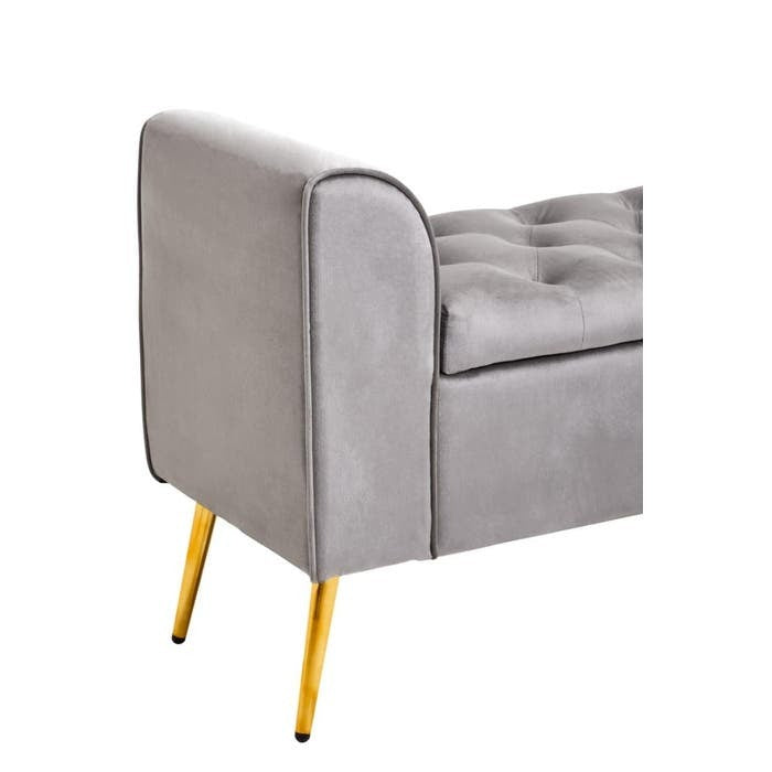 Cordelia Tufted Bench – Grey Velvet