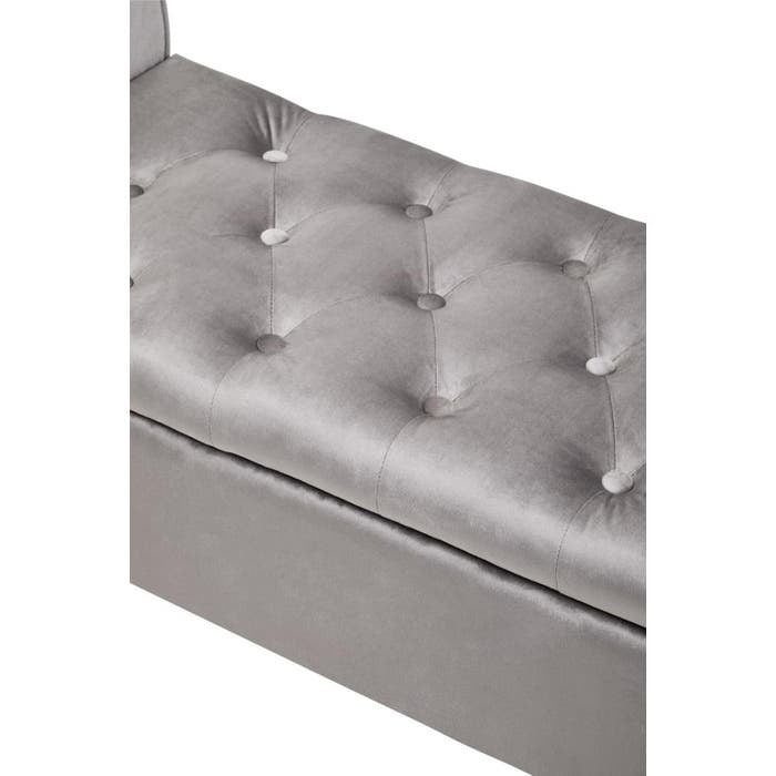 Cordelia Tufted Bench – Grey Velvet