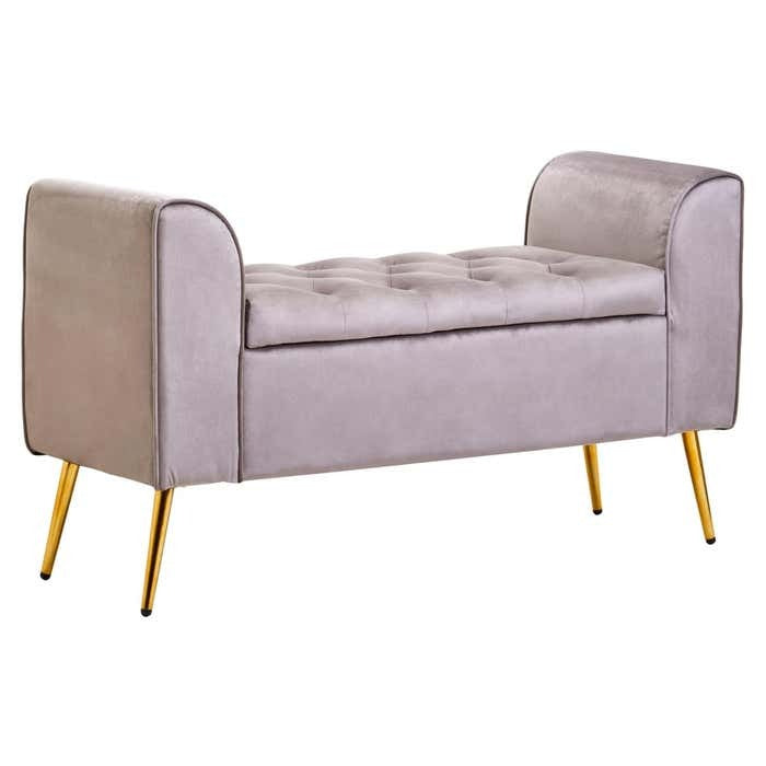 Cordelia Tufted Bench – Mink Velvet