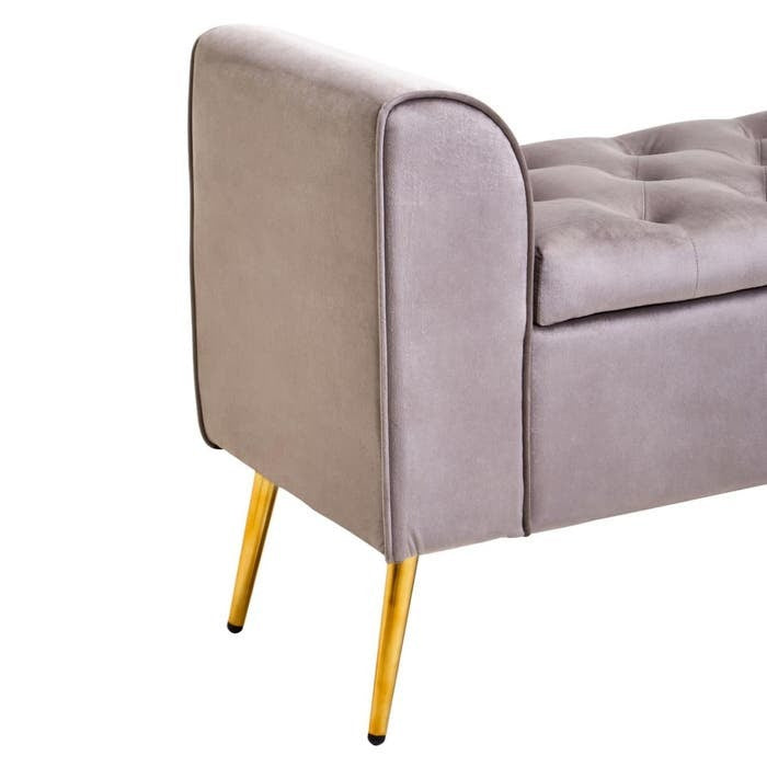 Cordelia Tufted Bench – Mink Velvet