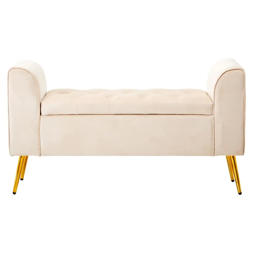 Cordelia Tufted Bench – Stone Velvet