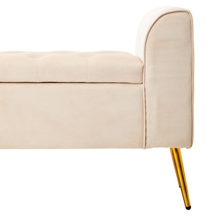 Cordelia Tufted Bench – Stone Velvet