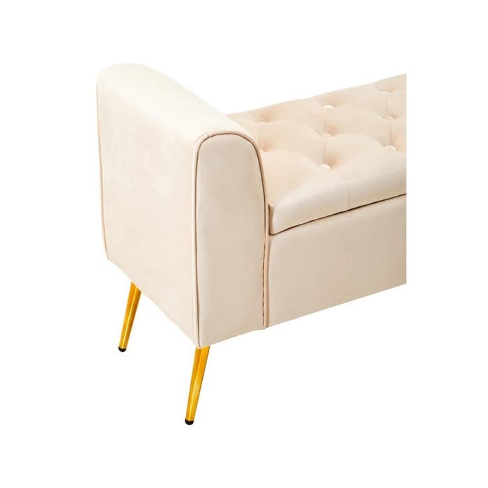 Cordelia Tufted Bench – Stone Velvet