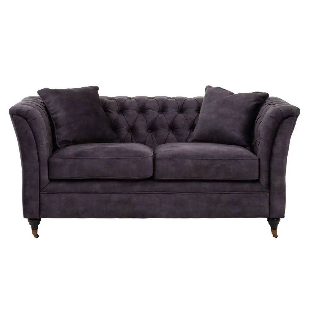 Cecilia Two Seat Sofa in Dark Grey Velvet