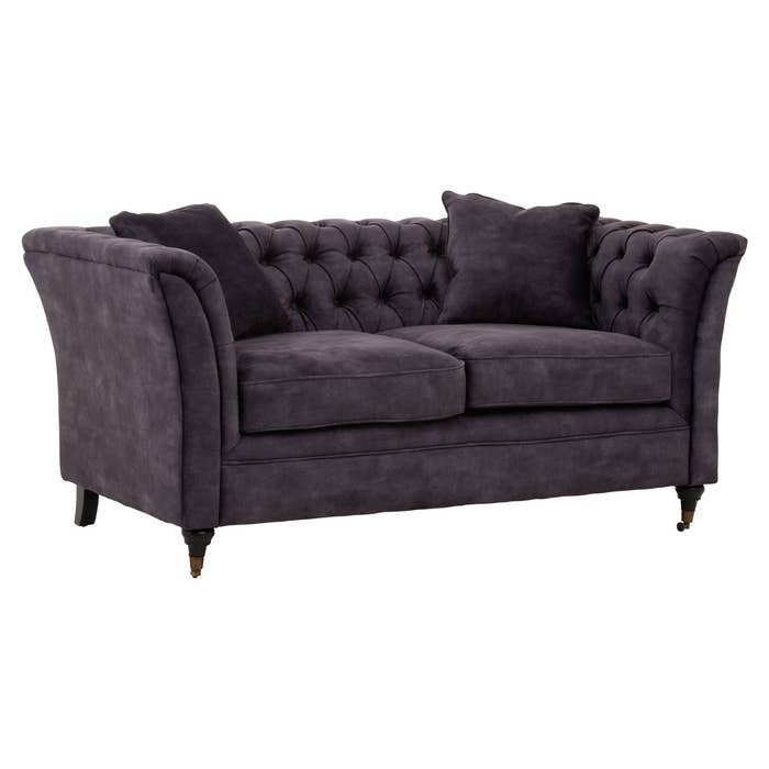 Cecilia Two Seat Sofa in Dark Grey Velvet