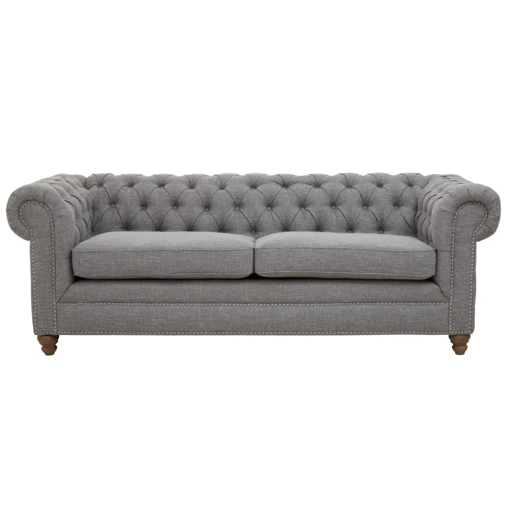 Elenora Three Seat Sofa in Dark Grey Linen