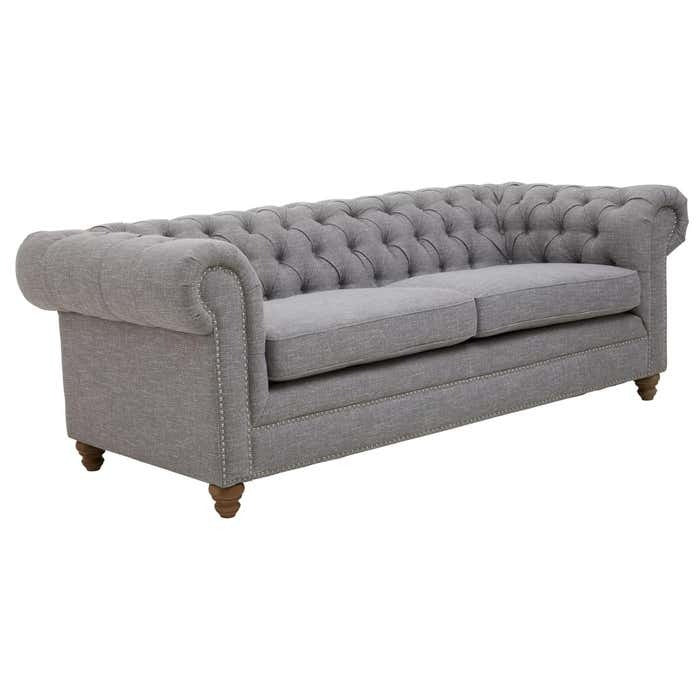 Elenora Three Seat Sofa in Dark Grey Linen