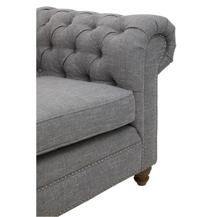 Elenora Three Seat Sofa in Dark Grey Linen