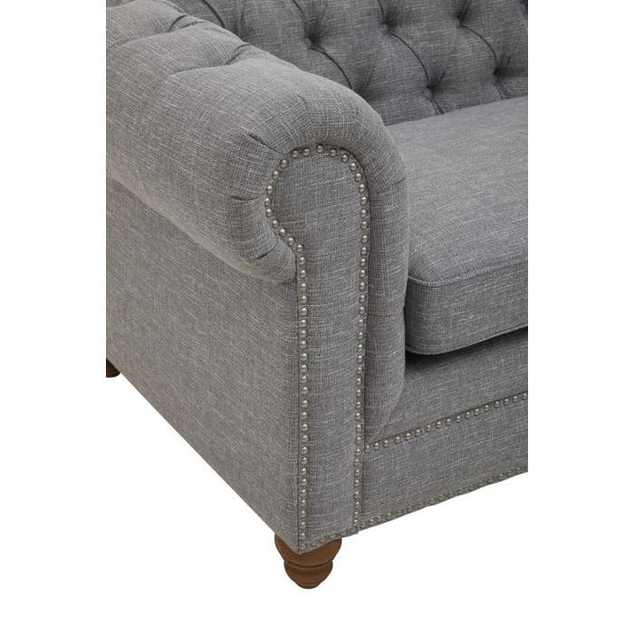 Elenora Three Seat Sofa in Dark Grey Linen