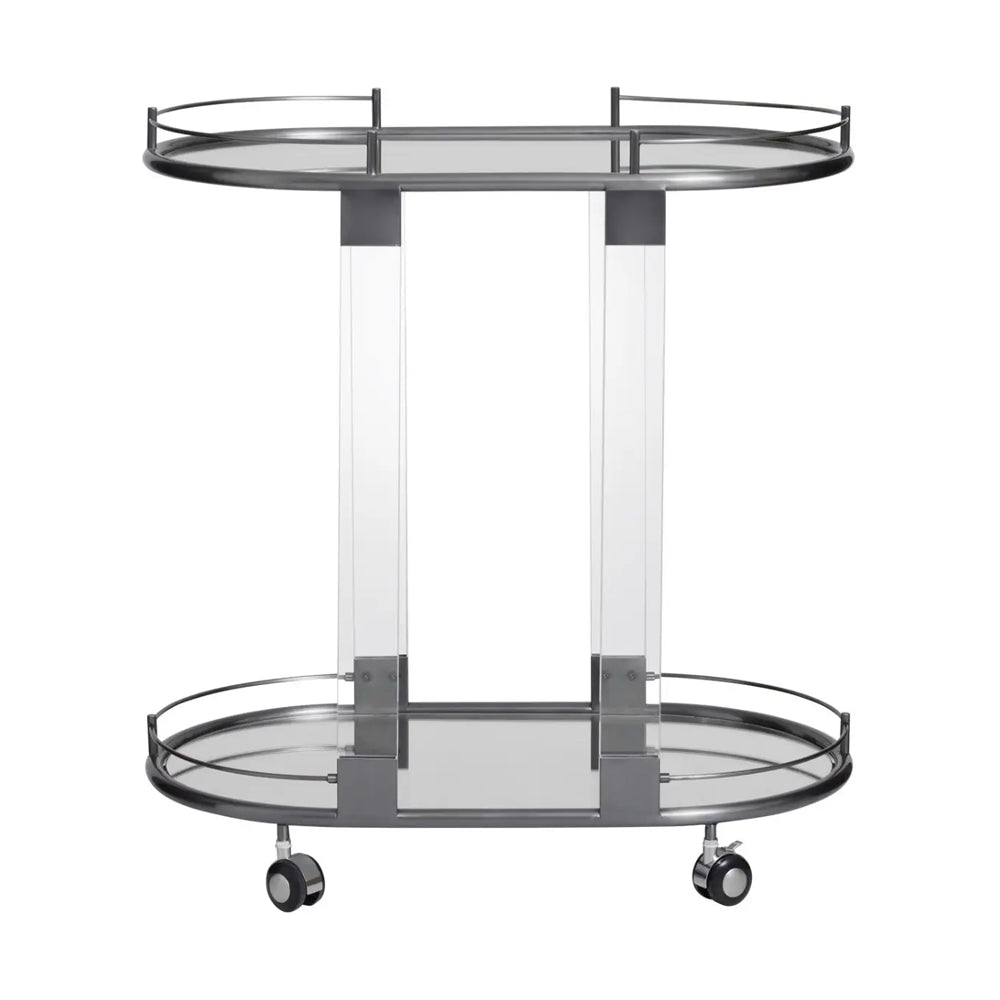 Genevieve Oval Mirrored Bar Trolley