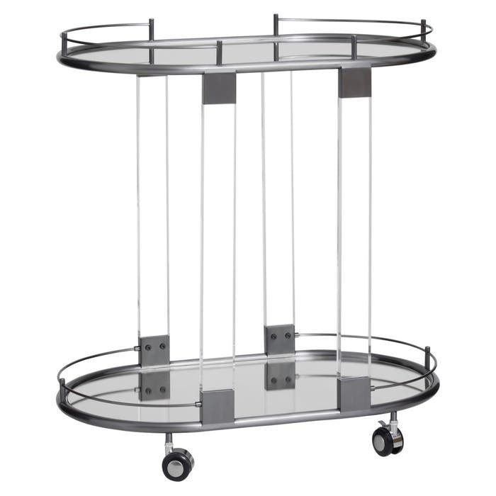 Genevieve Oval Mirrored Bar Trolley