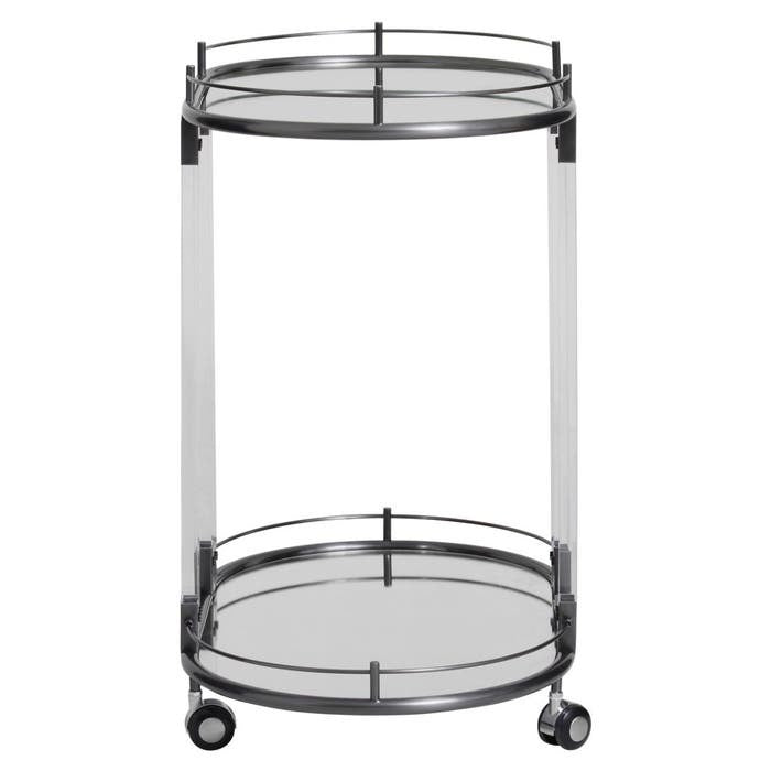 Genevieve Oval Mirrored Bar Trolley