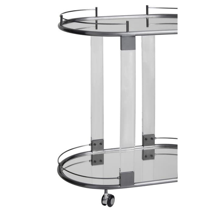 Genevieve Oval Mirrored Bar Trolley