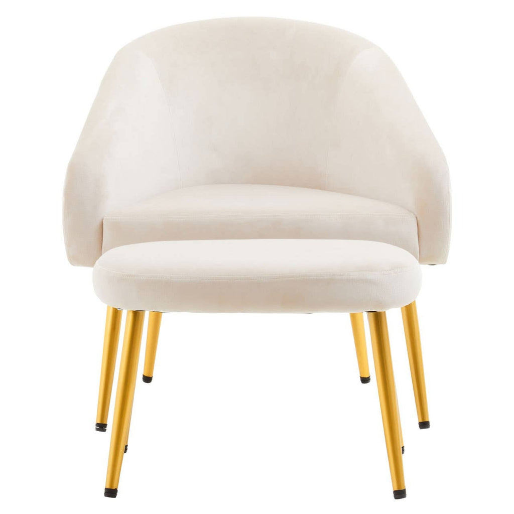 Kealy Chair and Stool – Beige Velvet