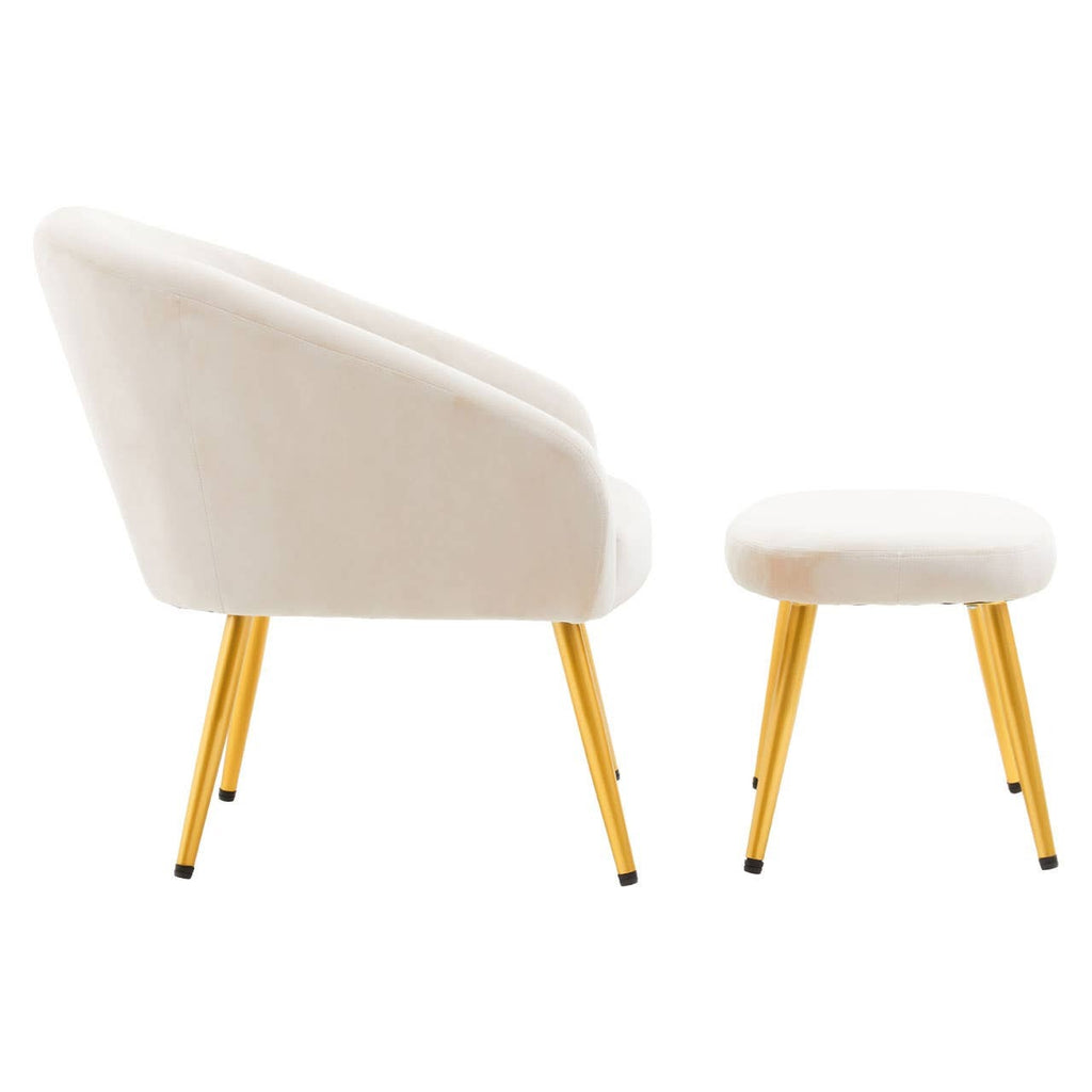 Kealy Chair and Stool – Beige Velvet