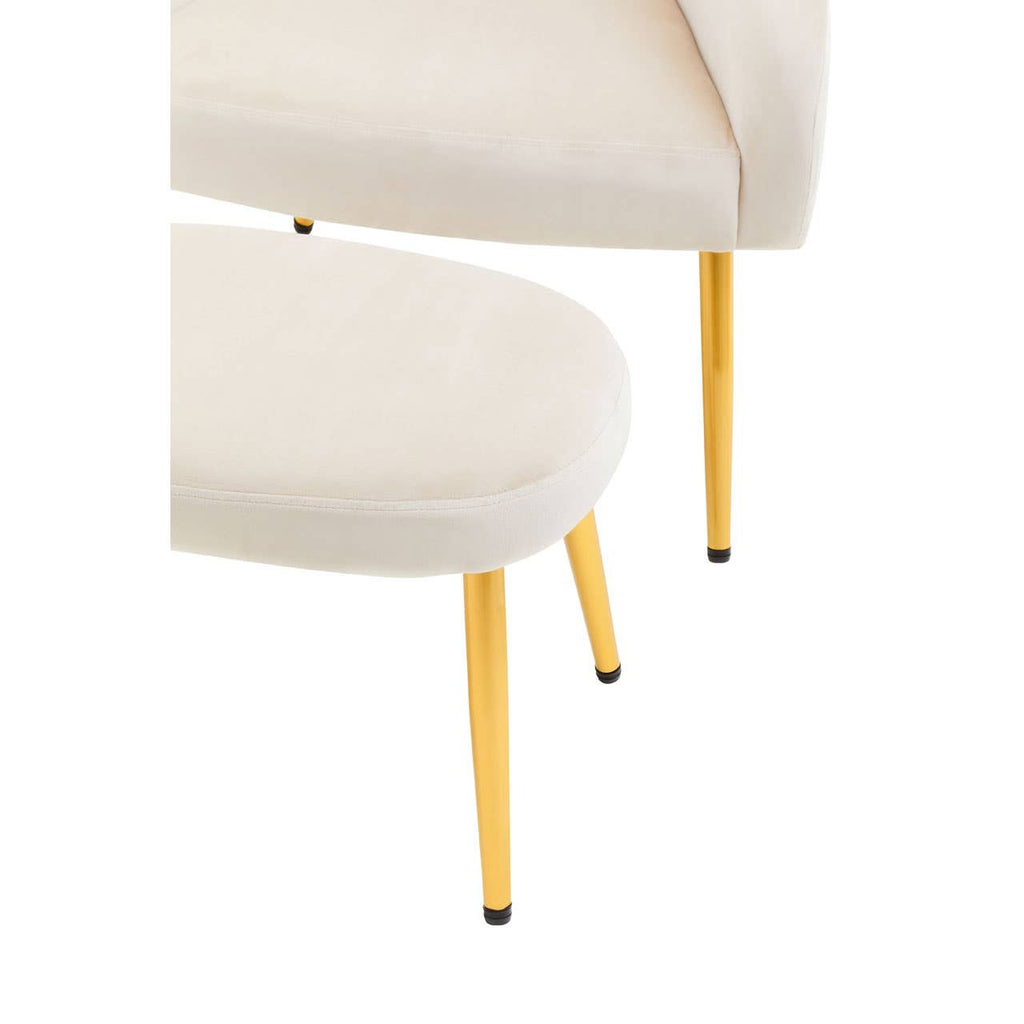 Kealy Chair and Stool – Beige Velvet